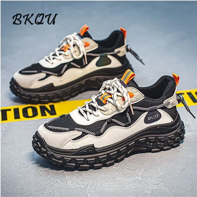 BKQU Leisure Dad Men's Shoes 2024 Spring and Autumn New Fashion Trend Matching Color Tire Bottom Explosion Increase Shoes