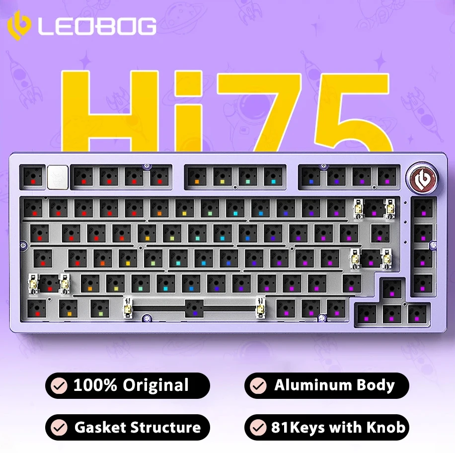 LEOBOG Hi75 Wirled Hot-Swap RGB Mechanical Keyboard Kit Gasket Custom Keyboard Aluminum Alloy Body Pc Gamer Accessories Laptop