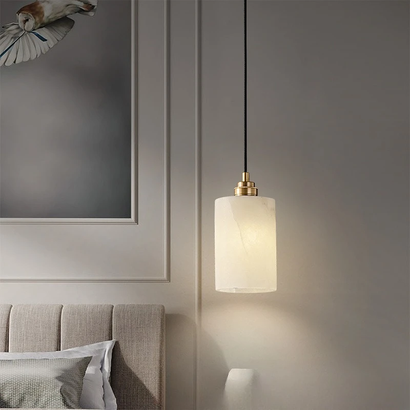 Modern simple and light luxury all-copper marble chandelier, bedroom homestay staircase wall study, creative design bedside