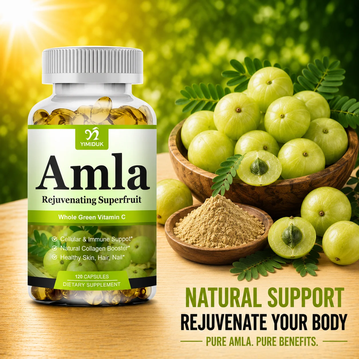 Natural Amla Supplement, Helps Maintain Healthy Glucose Levels, Metabolic Balance, Antioxidant Power for Immunity & Skin Health