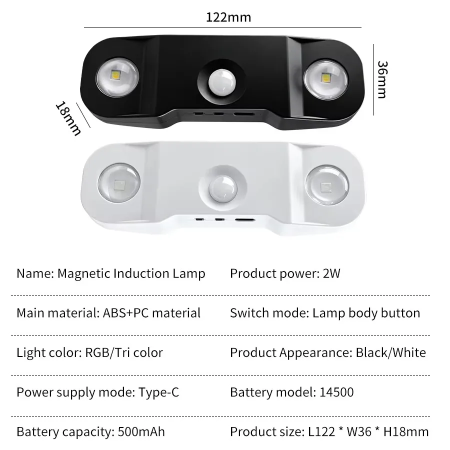 4-Head LED Wall Lamp with RGB Gradient Light Human Body Induction Magnetic Suction USB Creative Home Atmosphere Lighting