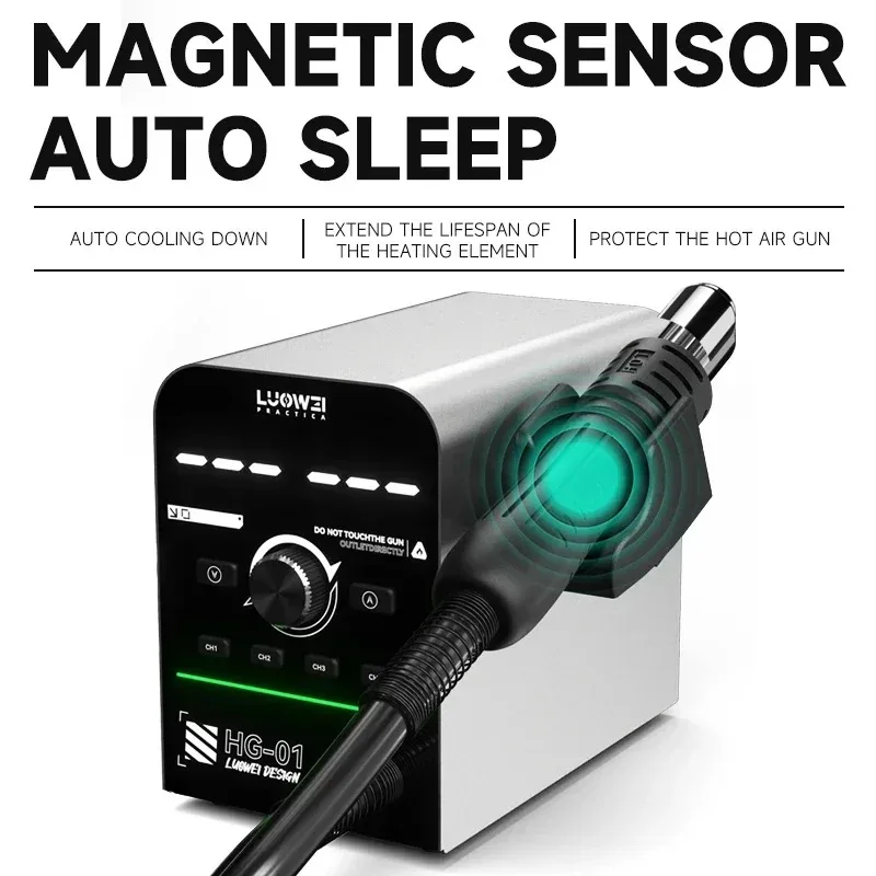 LW-HG01 Smart Heat Gun 800W Precise Temperature Control with Magnetic Sensor for Electronics Repair Soldering Shrink Wrapping