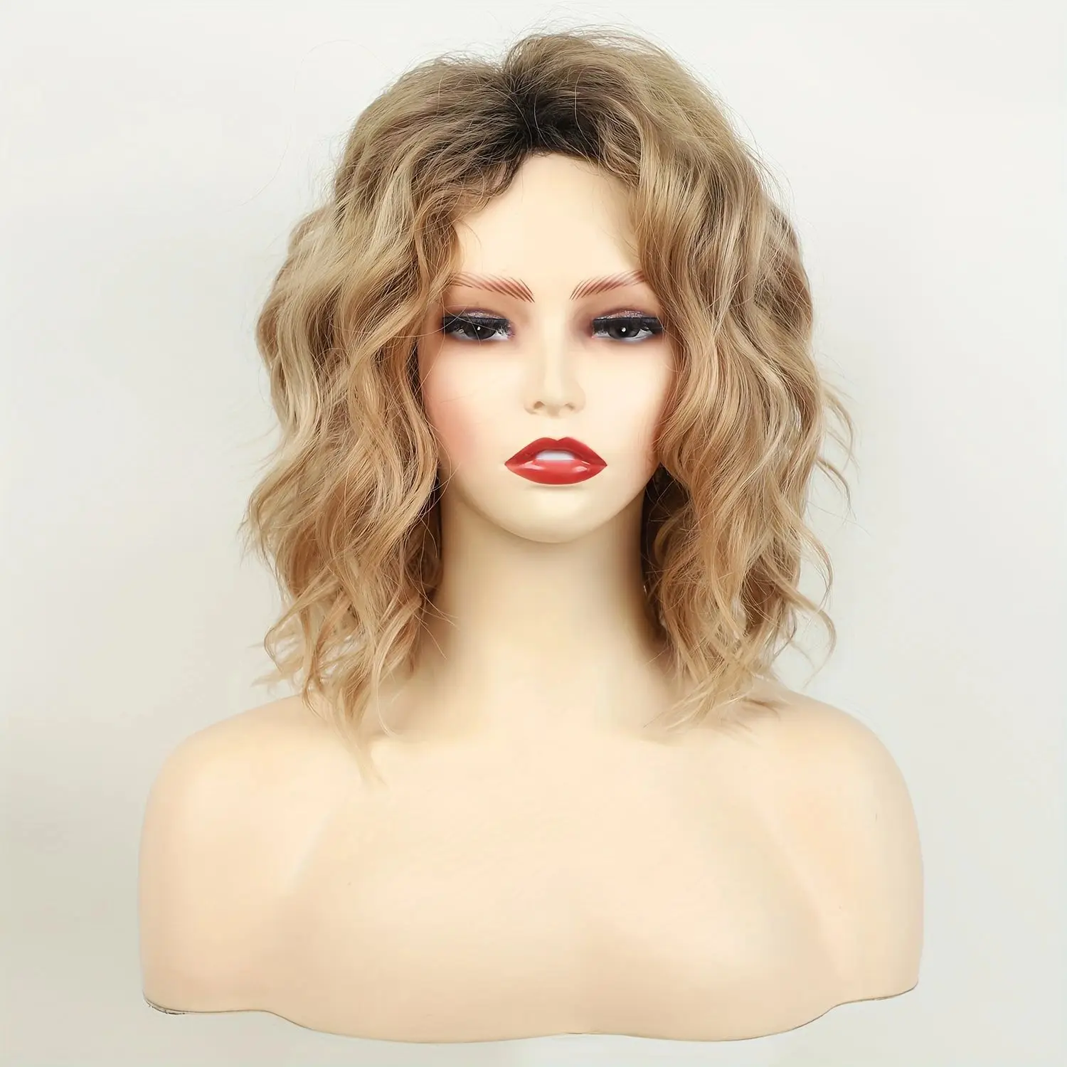 12 inch medium to long wig with fashionable temperament, women's natural simulation full head cover
