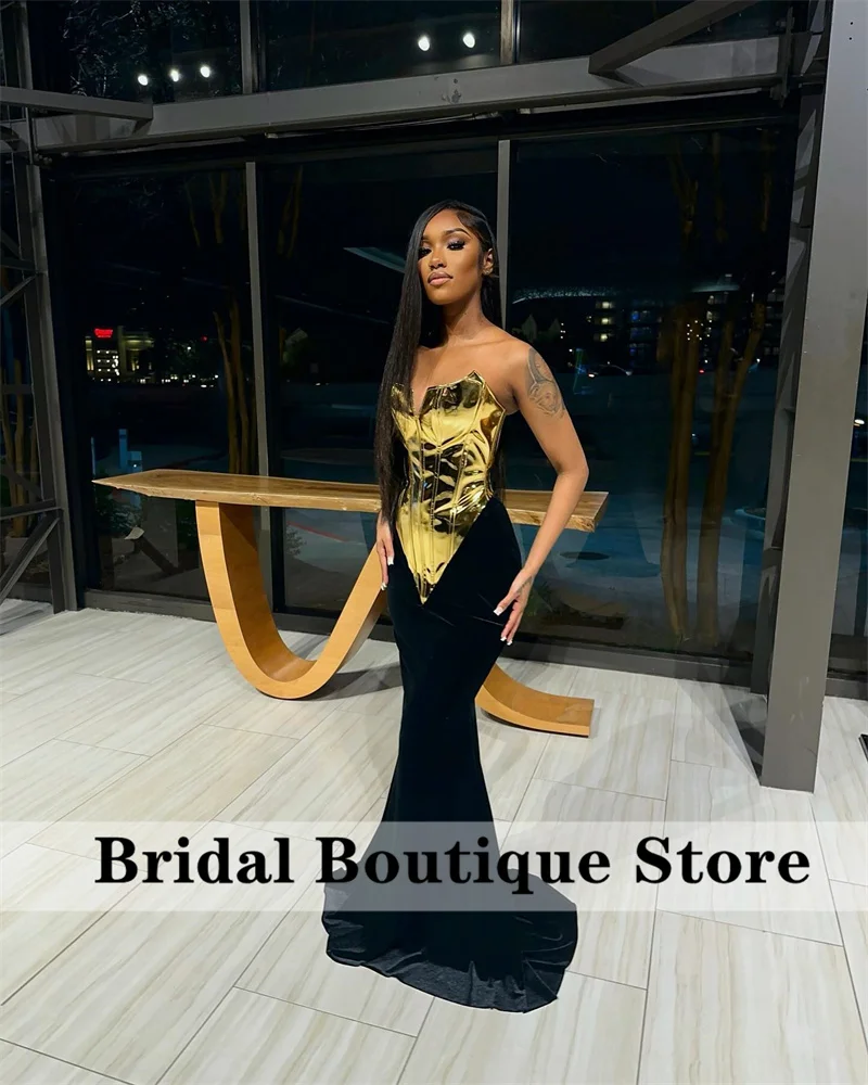 New Arrival 2024 Black Prom Gown For Black Girl Velvet Lace-Up Back Sweetheart Birthday Party Dress Wedding Event Customized 