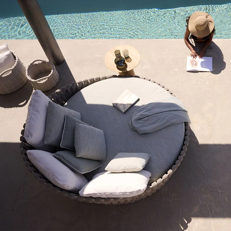 Outdoor bed circular bed and breakfast hotel swimming pool large round bed beach chair waterproof