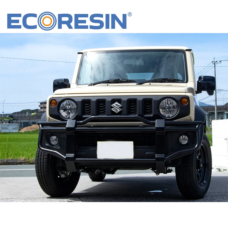 Suzuki Jimny JB64 JB74 Bull Bar Frontstoßstange und hintere Stoßstange – Offroad-Zubehör aus schwarzem Stahl im Land Rover Defender-Stil