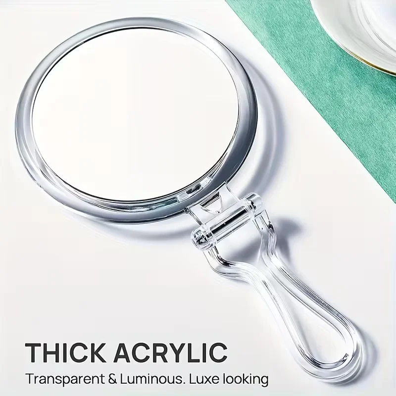 Dual-Sided Handheld Makeup Mirror 60X Magnification 360° Adjustable Stand Travel Case Foldable for Precision Beauty Application