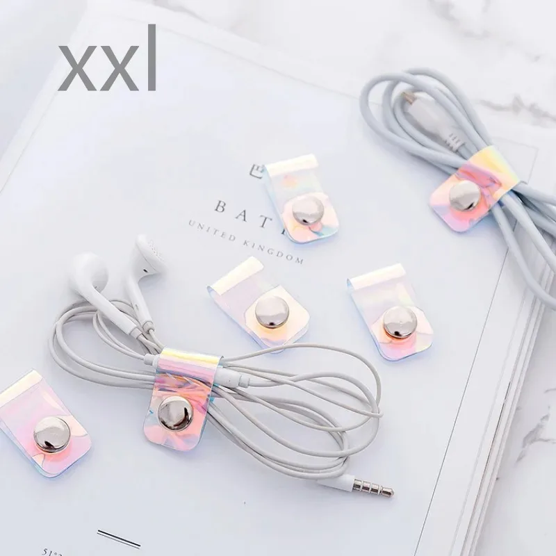 5Pcs Laser Transparent Cable Clip Earphone Cord Data Cable Winder Protector Charger Cable Holder Buckles Organizer20262026