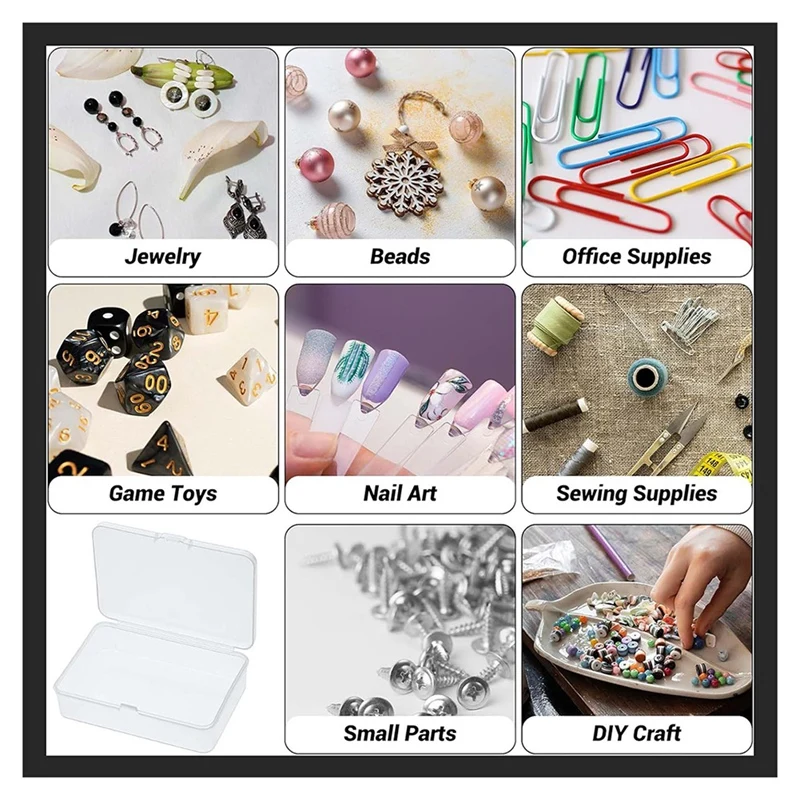 Kotak wadah penyimpanan plastik Mini ABWR-20Pcs dengan tutup untuk mengumpulkan barang kecil, manik-manik, perhiasan, kartu, kerajinan