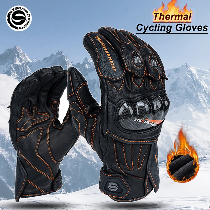 

Мотоциклетные перчатки SFK из натуральной козьей кожи для мужчин, защита от падений, для мотокросса, водонепроницаемые, теплые, для мотоцикла, зимние велосипедные перчатки