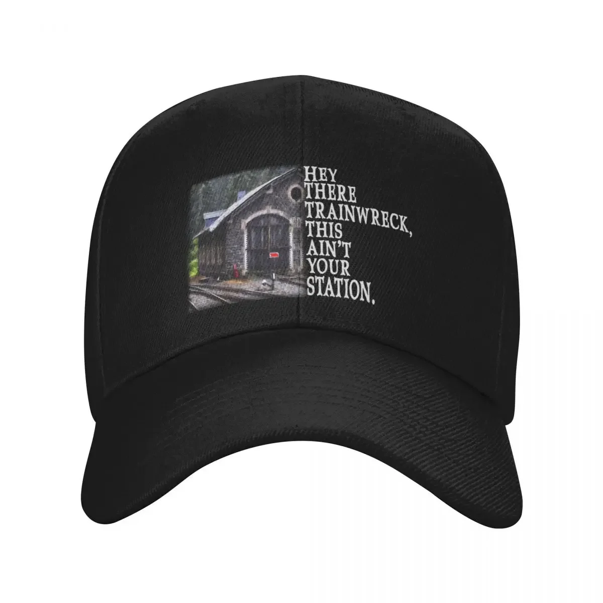 

Funny Hey There Trainwreck, This Ain't Your Station Design Baseball Cap Horse Hat Rave Men Women's