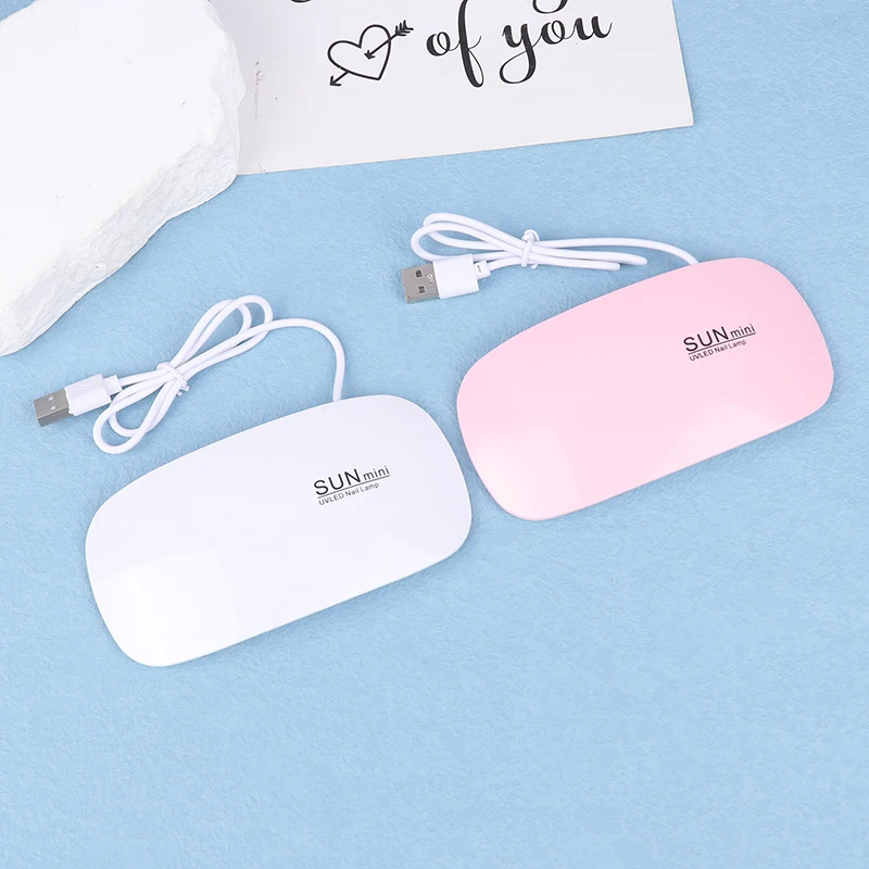 6W Mini Nail Lamp UV LED Gel Polish Cured Pink White Nail Dryer Machine Portable USB Cable Home Nails Dry Tool For Gel Varnish