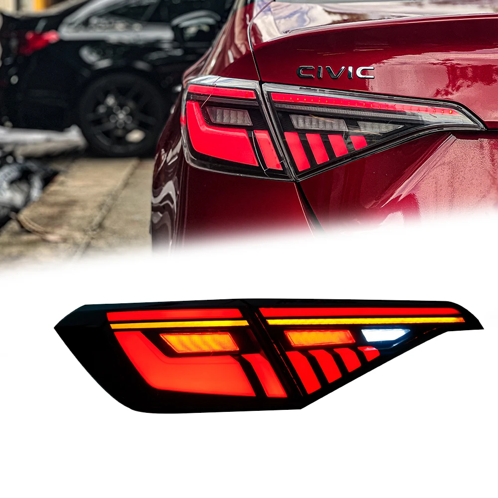

For Honda For Civic Sedan 11th Generation 2022-2023 LED Tail Lights Dynamic RGB Rear Lamp With Turn Signal Accessories