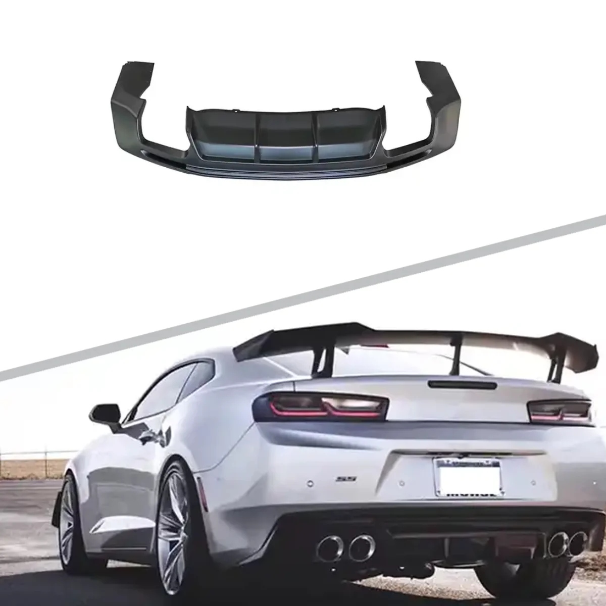 High Quality RS Style Auto Bumper Dual Outlet Rear Diffuser Lip For Chevrolet Camaro 2016-2022