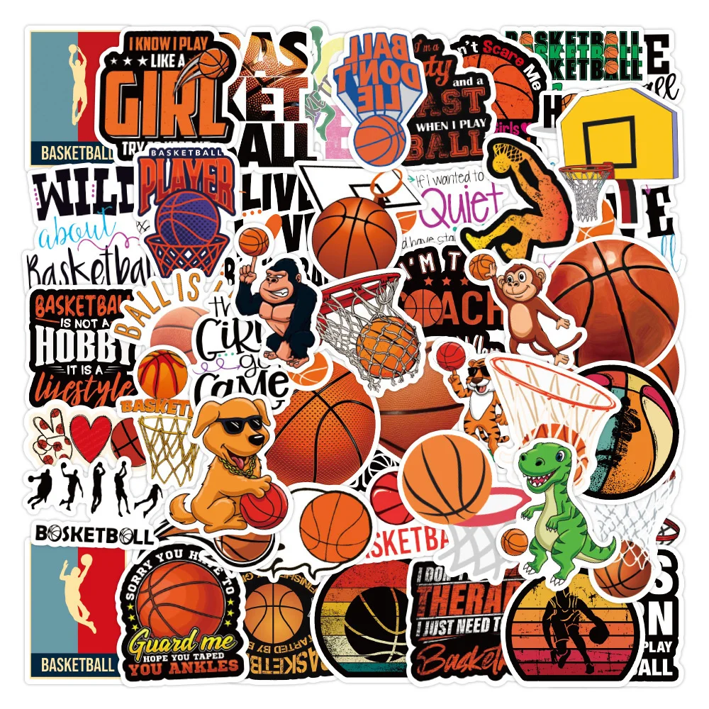 10/30/50PCS Basketball Graffiti Waterproof Sticker Cartoon Creative Trend Decorative Decal Skateboard Water Cup Helmet Wholesale