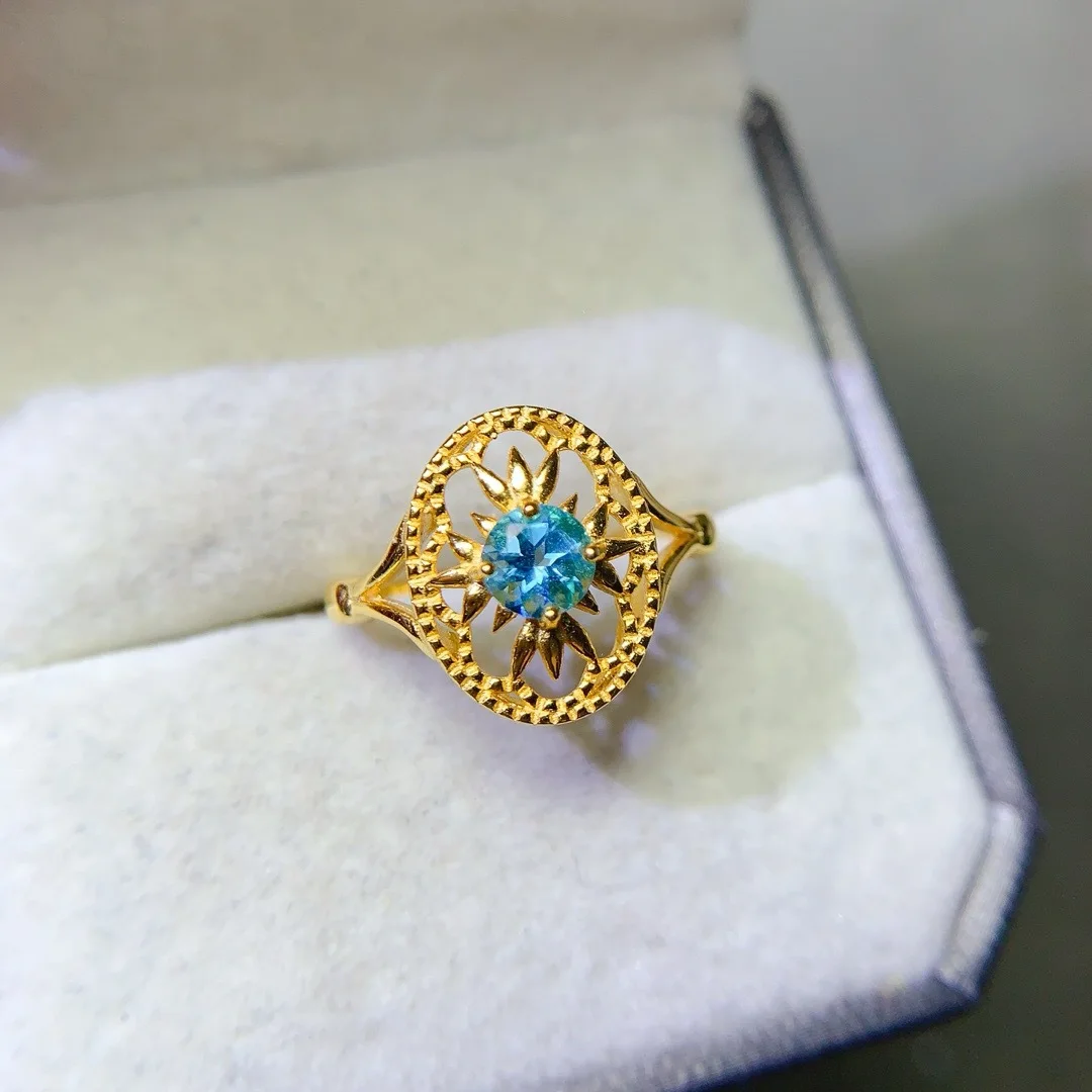 

Elegant Natural Topaz S925 Sterling Silver Ring Premium Women Jewelry with Lustrous Gemstone Jewelry Designer Design