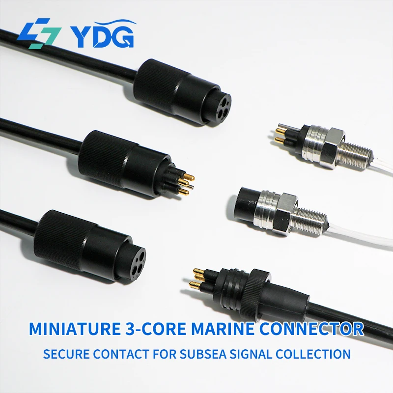 SubConn Compatible 3 Pin Micro Underwater Connector MC Series Male & Female 10A 300 V IP69K 7000m Stainless Steel Gold Plated