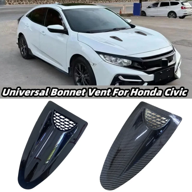 

Universal Car Front Engine Hood Vents For Honda Civic Accord 8th 9th 10th 11th EK EG Air Scoop Bonnet Glossy Black/Carbon Look