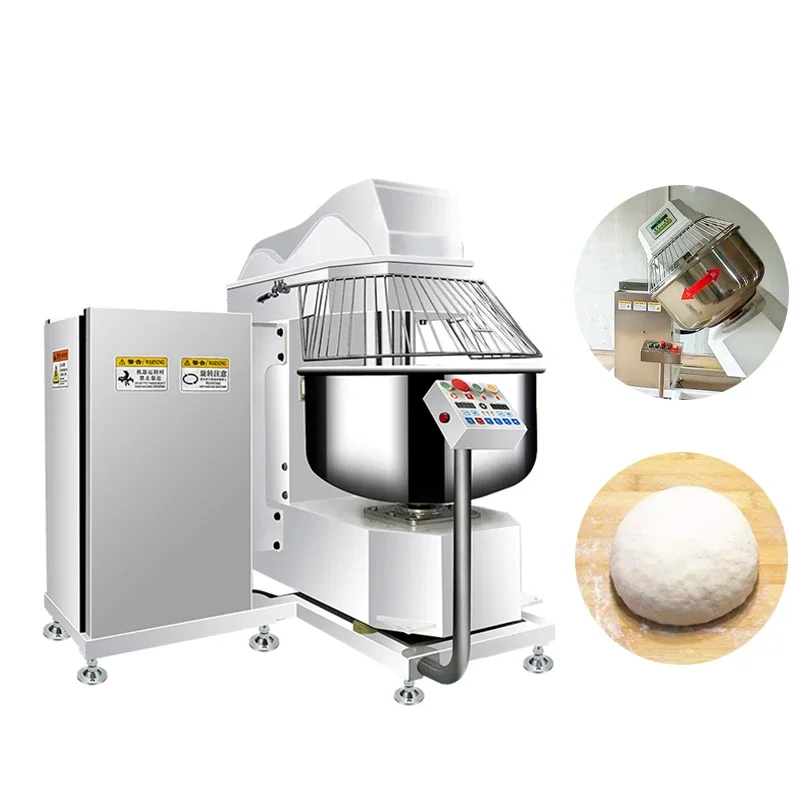 Double Motions And Double Speeds Heavy Duty Flour Commercial Kneading Machine Overturning Spiral Dough Mixer