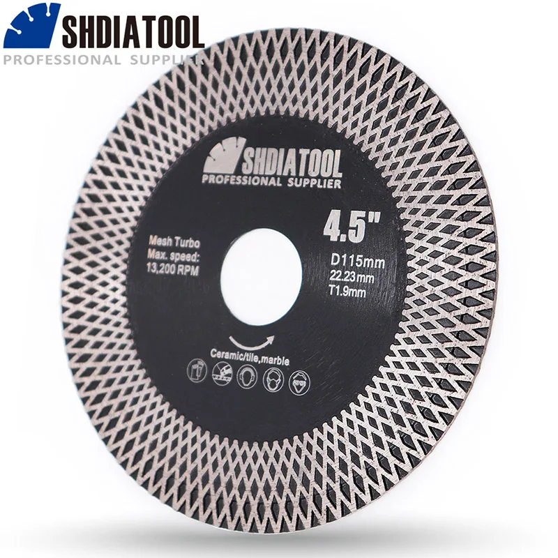 SHDIATOOL 1pc Dia105/115/125mm cięcie diamentowe ostrze szlifierskie płytka ceramiczna marmur przecinarka X Mesh Turbo Segment Cut Disc