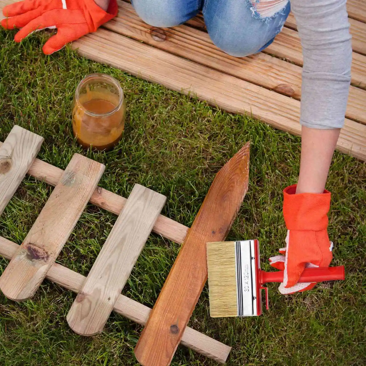 4 Pcs Shed Fence Paint Brushes Decking & Timber Block Stain Brush 4.7Inch/120mm for All Types of Painting Job