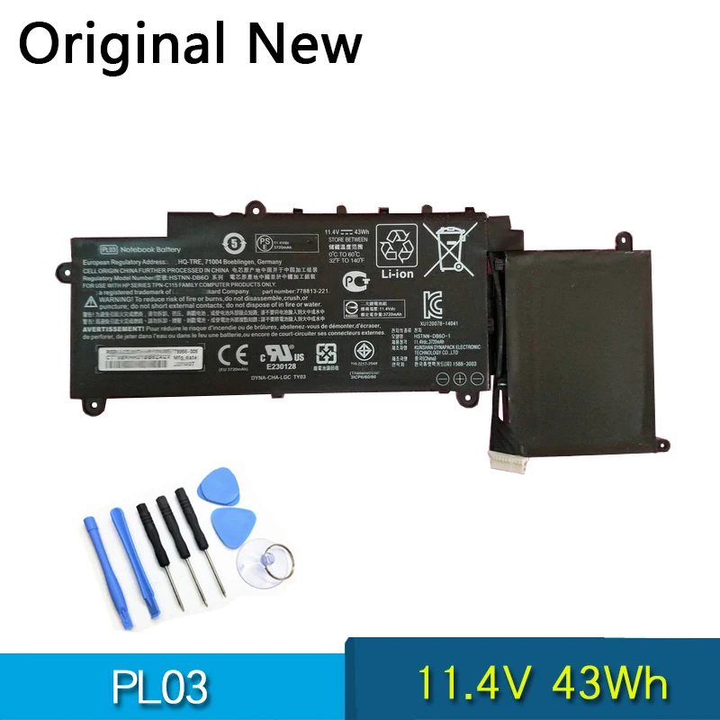 NEUE Original Batterie PL03 Für HP HSTNN-DB6O 778813-221 778956-005 11,4 V 43Wh