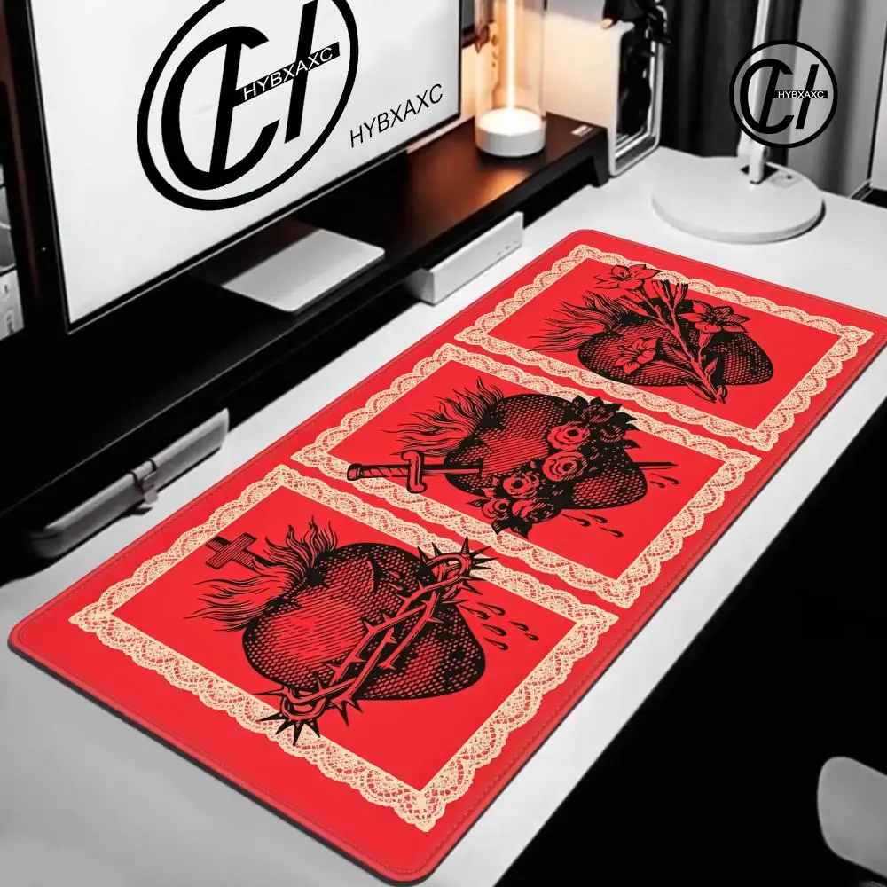 HYBXAXC Sacred Heart of Jesus, Immaculate Heart . Joseph Mouse Pad, Catholic gift, Traditional line drawing  Mouse Pad