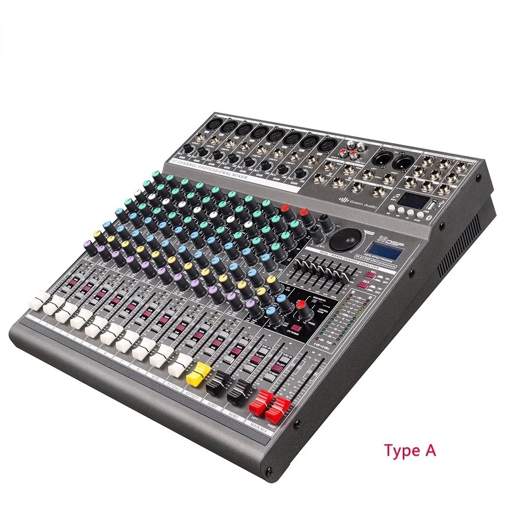 GAX-EF12 professional audio video mixer dj 8 Channel Digital Sound mixing Console 48V Phantom Power