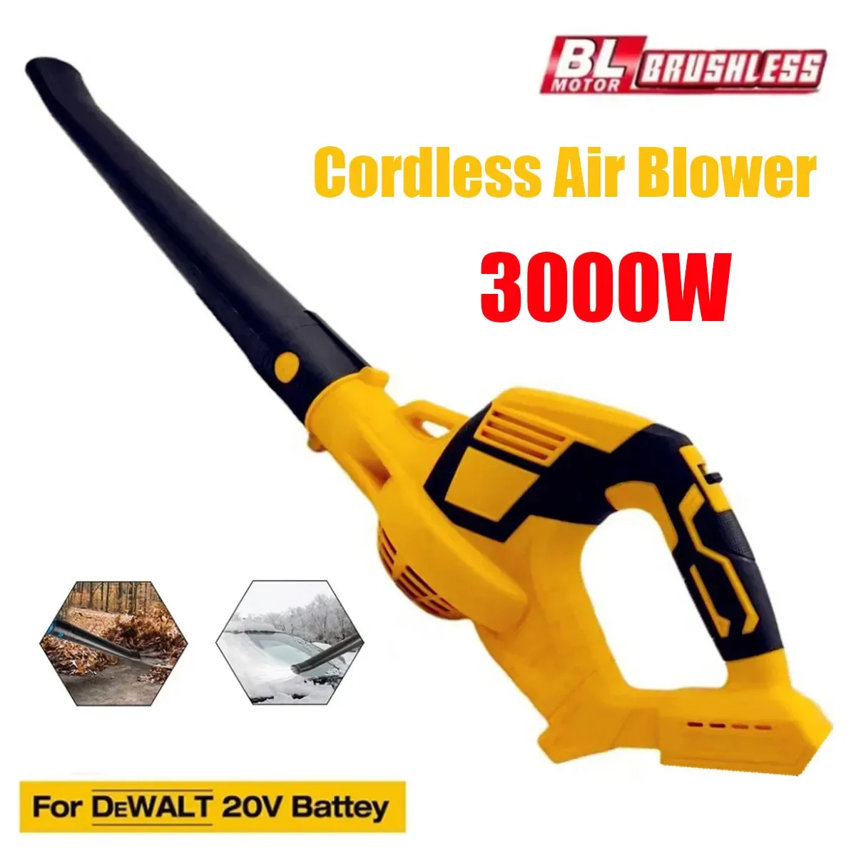 3000W Cordless Air Blower Electric Dust Collector Leaf Duster Garden Power Tools for Dewalt 18V 20V Battery