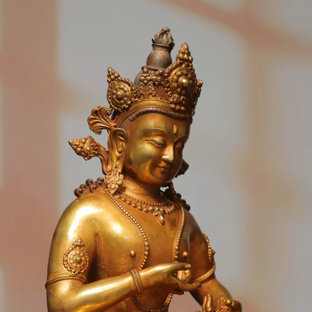 Old Bronze Gilded Diamond Tara Sitting Buddha Vajrasattva Buddha Amitabha Worship Hall Town house