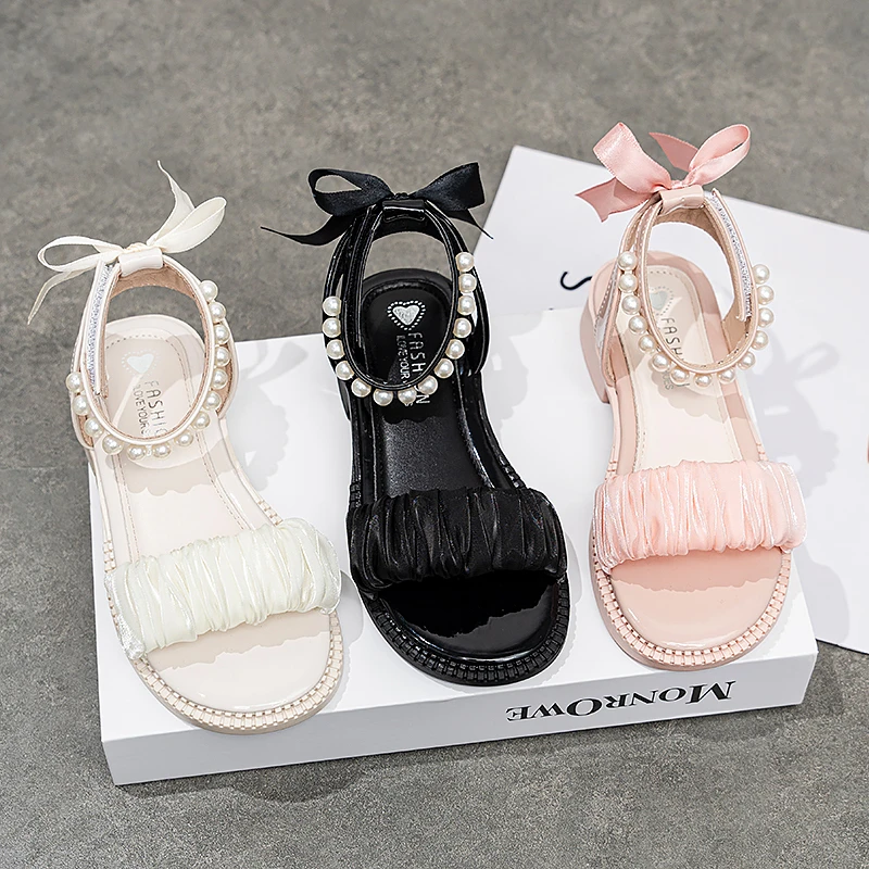 Beautiful Princess Open toed Sandals 2026 Summer New Children's Shoes Sweet Bow Anti slip Elegant Fashion Sandals