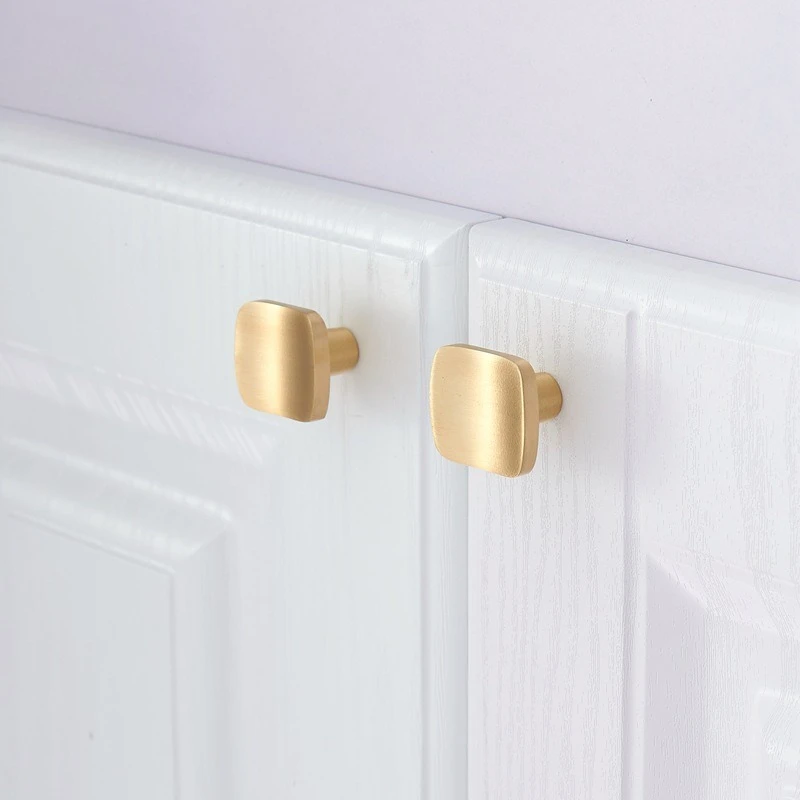 Peijian 1pcs Cupboard Closet Door Handles Modern Solid Brass Kitchen Cabinet Knobs Pulls Gold Furniture Drawer Dresser Knobs