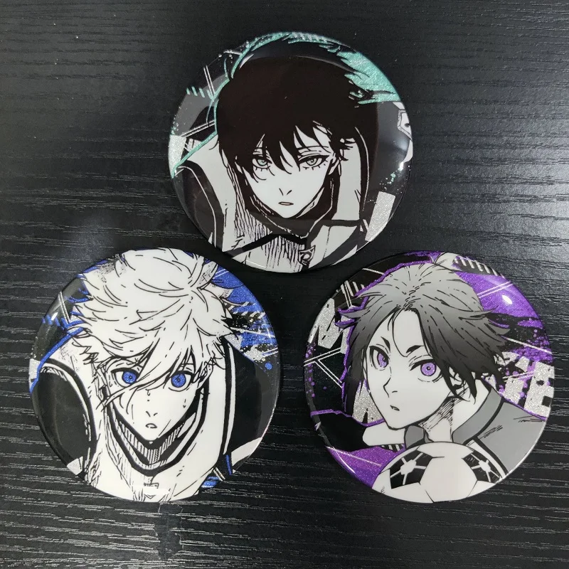 BLUE LOCK Anime Figures Nagi Seishiro Mikage Reo Exquisite Metal Laser Badge Chigiri Hyoma Decor Brooch Toy Pins Birthday Gift