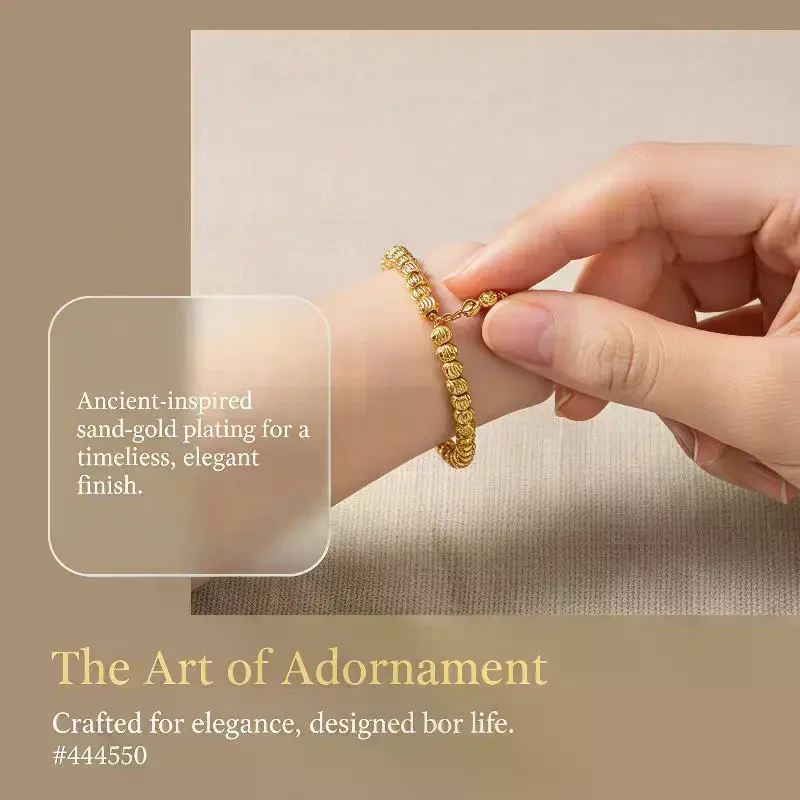 Gold Plated Tone Beaded Bracelet Adjustable Tarnish Resistant Trendy Wrist Jewelry for Women Valentine's Day Gift Daily Wear