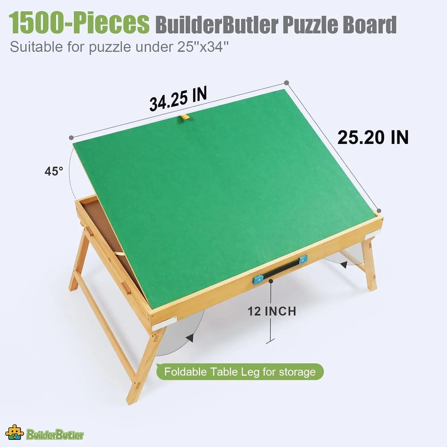 1500-delige puzzeltafel met poten, 34,25" x 25,2" houten puzzelbord met 4 laden en deksel, 3 kantelhoeken