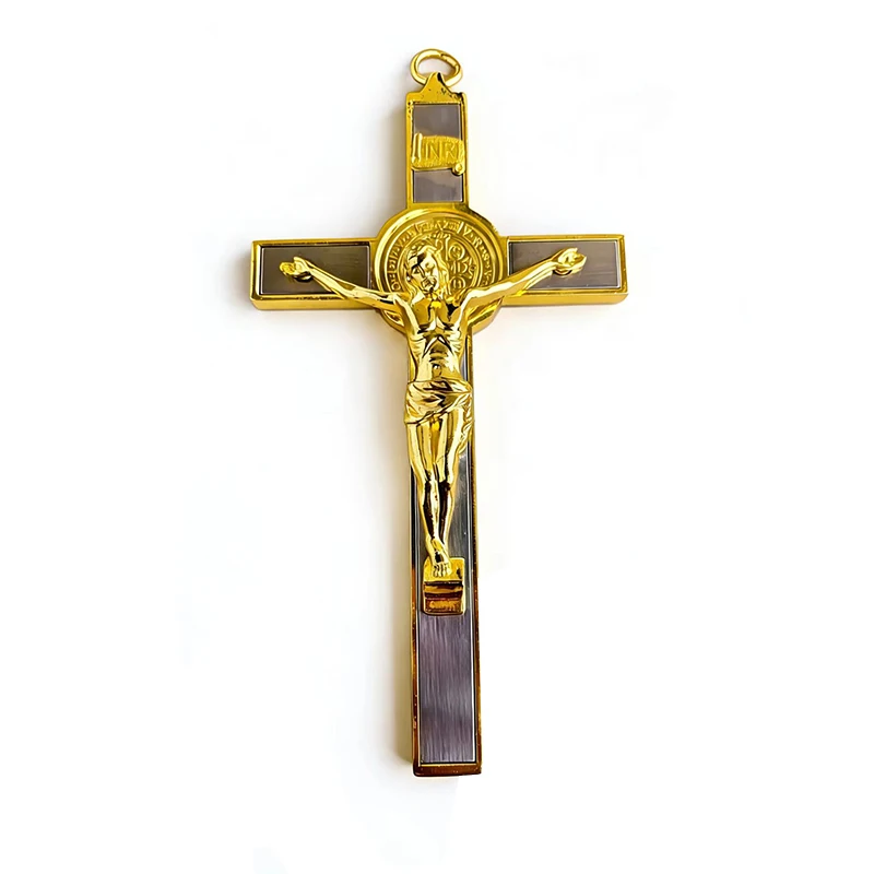 Neues 2026 Premium Zweifarbiges Katholisches Kruzifix mit St.-Benedikt-Medaille für die tägliche Andacht und als spirituelles Geschenk für die Heimdekoration – Detail 2