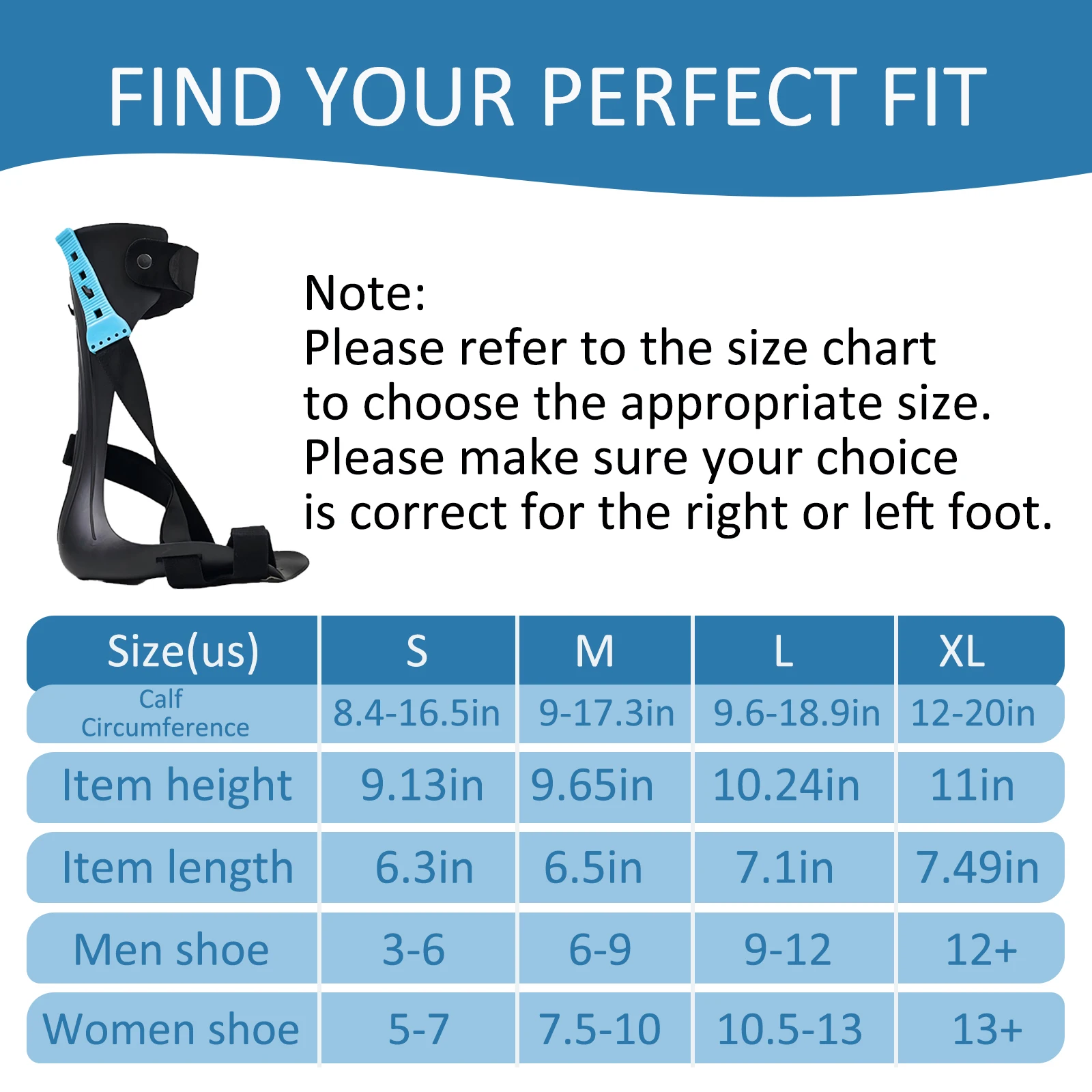 Ankle Foot Orthosis AFO Brace - Foot Drop Support for Men & Women, Lightweight Comfortable Design for Stroke, Nerve Damage