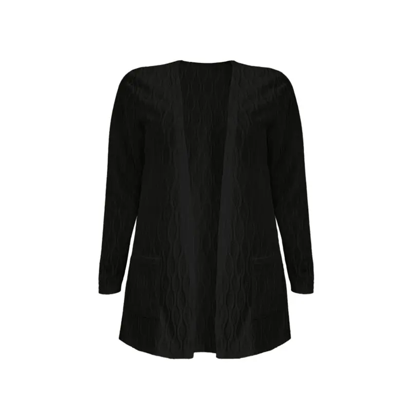 

CYL-Women's Light-Weight Cardigan Open Front Casual Long Sleeve Knit Sweater With Pockets