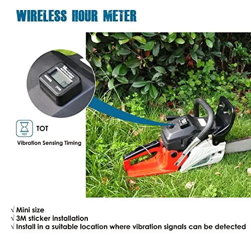 Digital Mini Vibration Activated Hour Meter, Signal Wireless Detect,Maintenance Reminder- Used on Gas/Diesel Engine