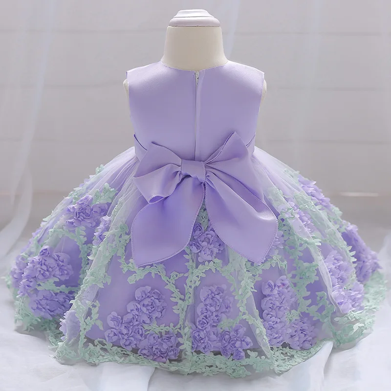 Flower Infant 1st Birthday Dress For Baby Girl Clothes Lace Baptism Princess Dress Ceremony Girls Party Gown Vestidos 0-2 Year