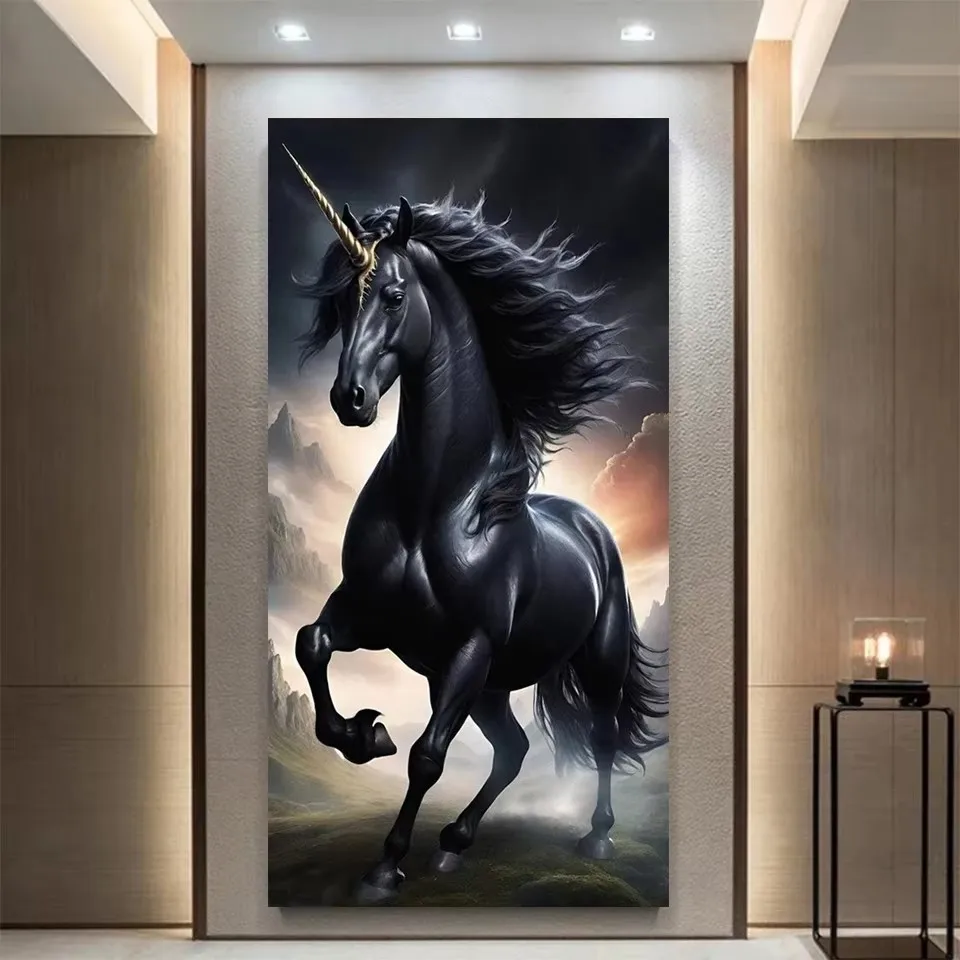 100x200cm Black Horse Diy Diamond Painting New 2025 Full Square/Round Diamond Mosaic DIY jewelry cross stitch Animal Home Decor