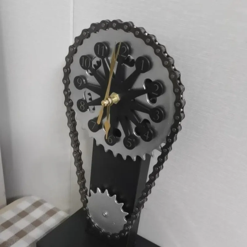 Metal Vintage Mechanical Living Room Table Clock Black Gear Creative Desk Clocks Unique Modern Desktop Clocks Home Decoration