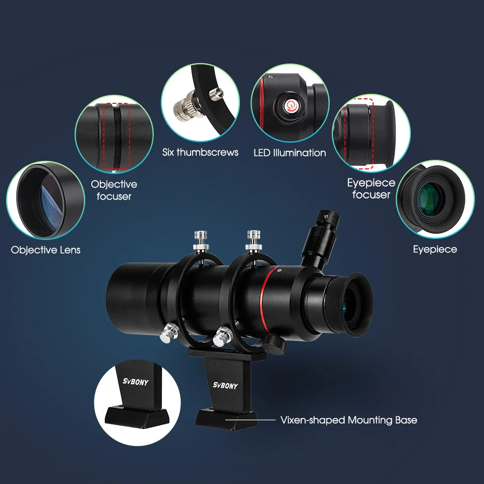 SVBONY Telescopio astronómico SV208 con imagen correcta iluminada de 8x50