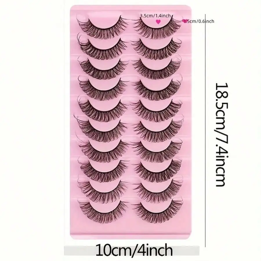 10 pairs of eyelashes, D-roll eyelashes, 3D eyelashes, reusable, fluffy striped eyelashes