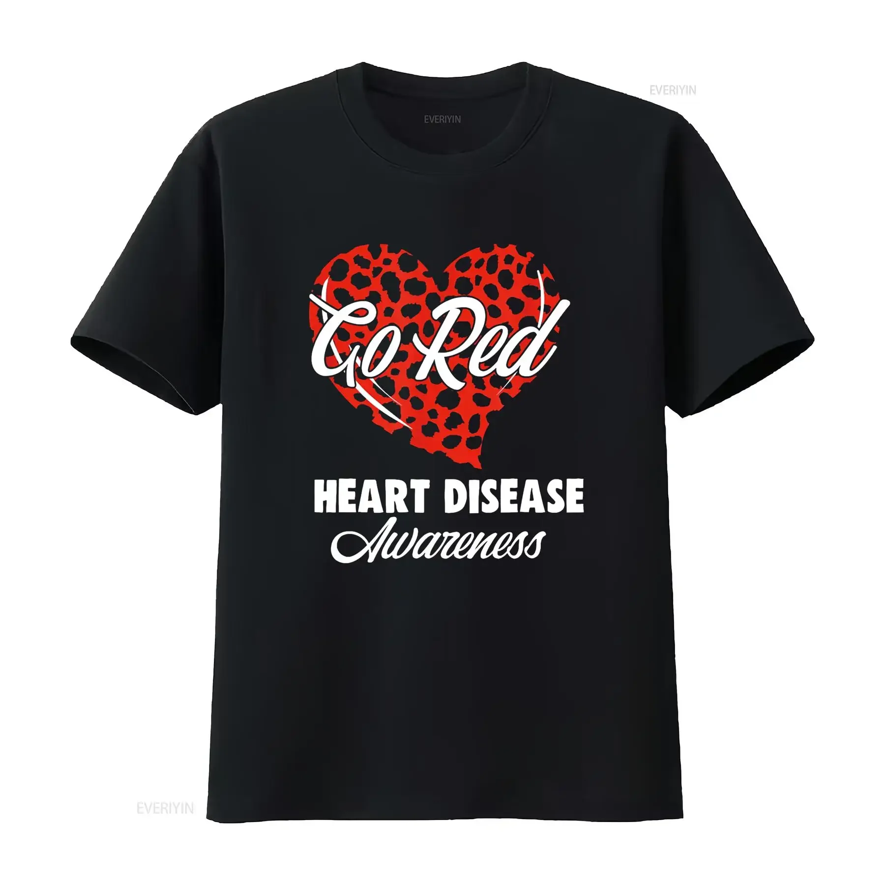 

Go Red For Womens Heart Disease Awareness Month Leopard Футболка винтажная стираная повседневная дизайнерская одежда с графическим рисунком Удобная