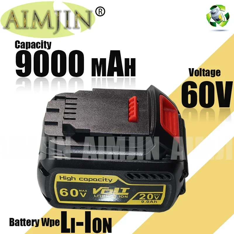 60V Li-ion Battery 9000mAh For Dewalt MAX 60V Battery Compatible DCB609 DCB547-XJ DCB200 DCB182 DCB204 Power Tool Battery