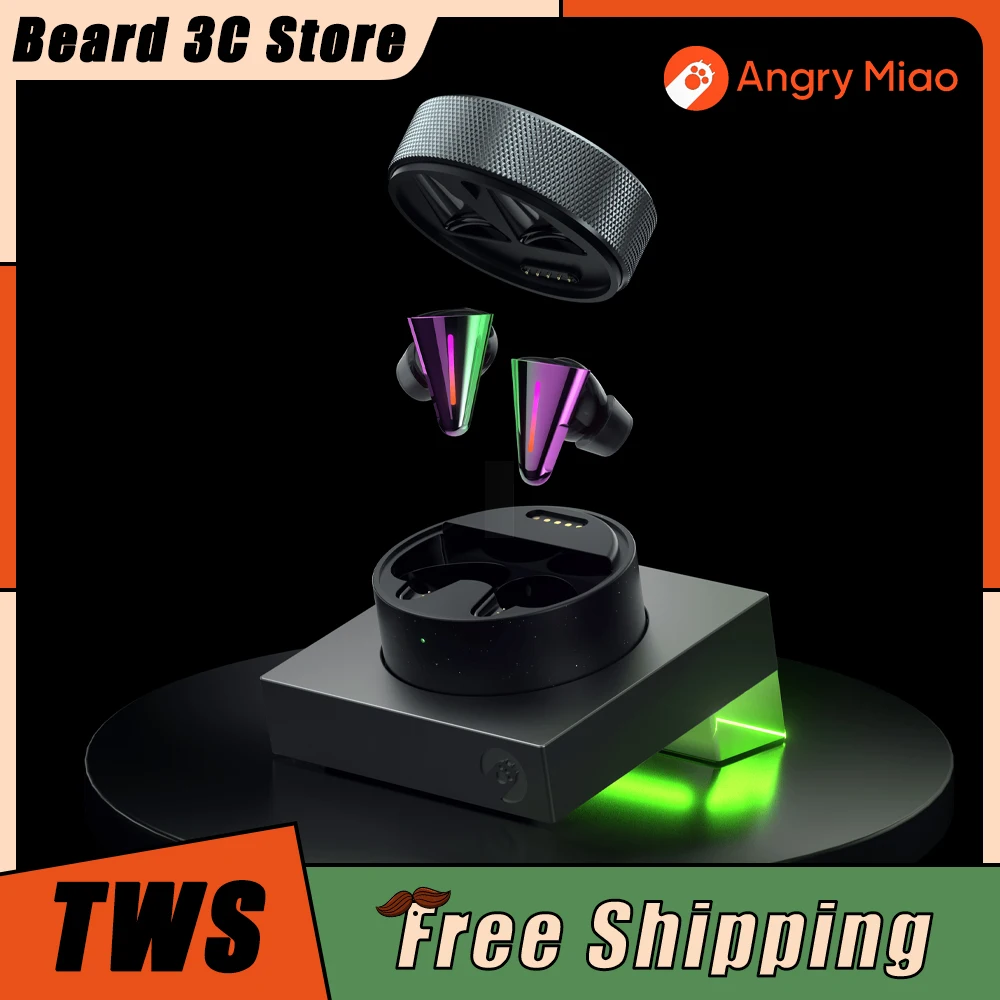 

AngryMiao CYBERBLADE TWS Wireless Earphone Desk Bluetooth Game Headphones Active Noice Cancelling Sport Earphone PC Gamer Gifts