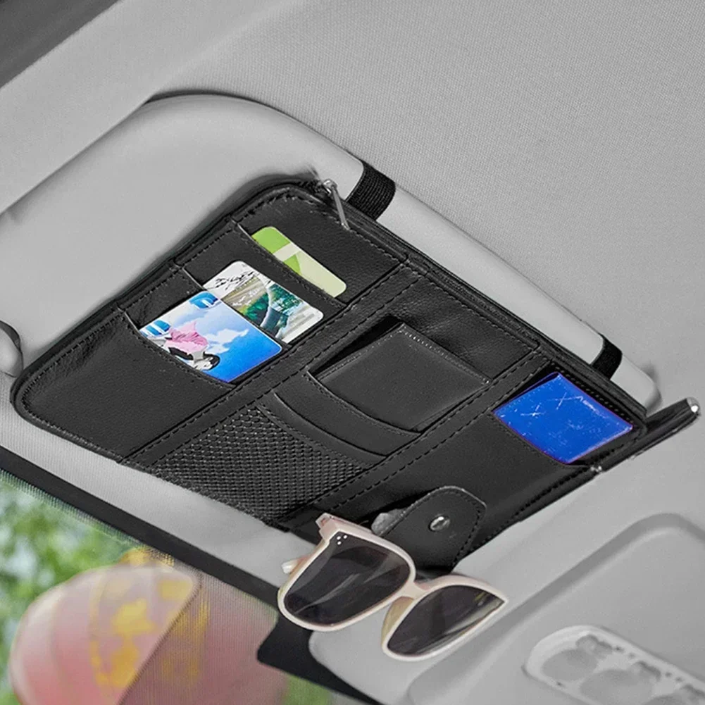 Car Sun Visor Bag Organizer Glasses Cards Storage Auto Interior Pocket 3 Colour Multifunctional Car Sun Visor Storage Clip