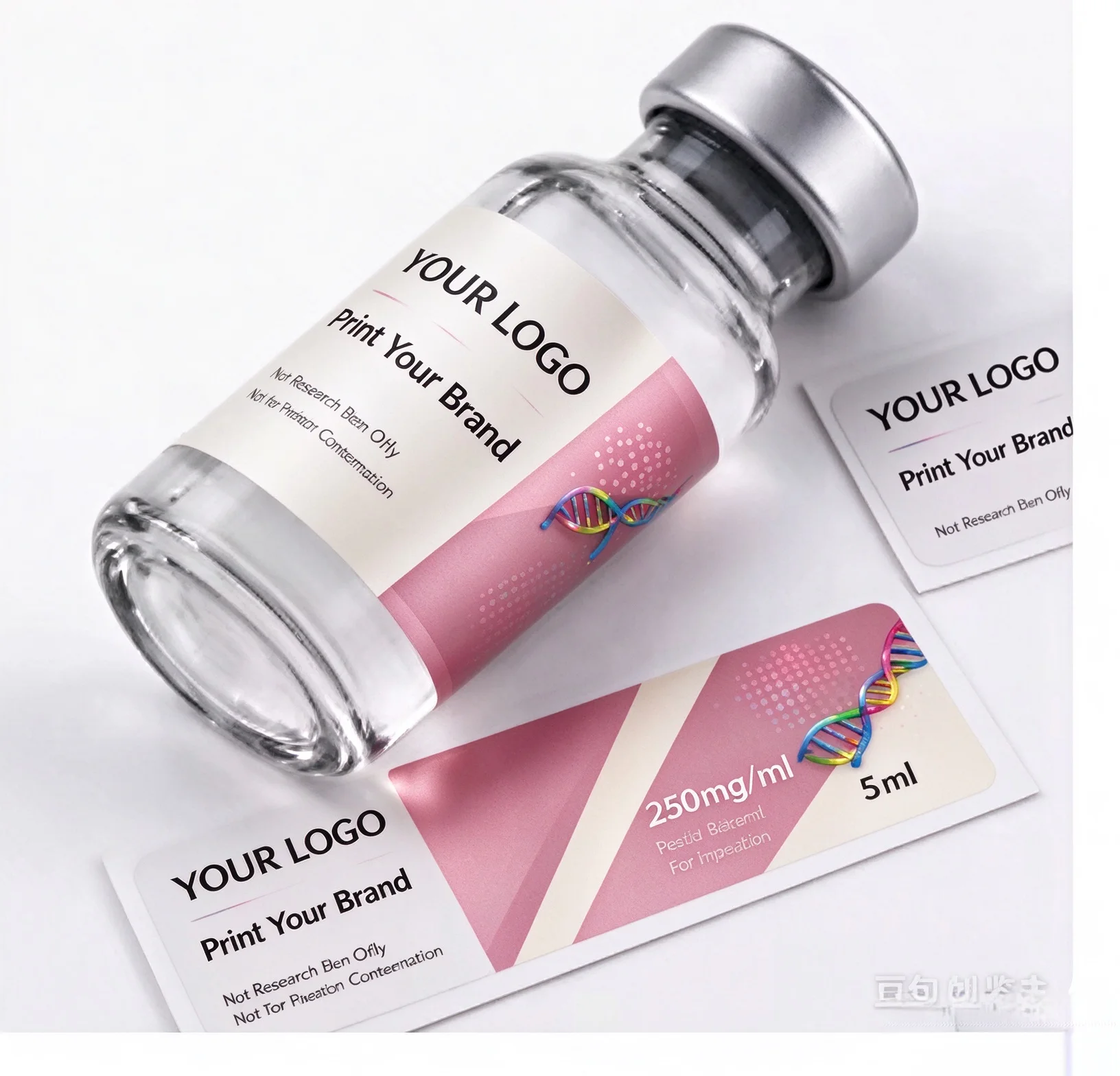 Factory Custom Logo Hologram Vinyl Waterproof Stickers Self Adhesive Vial Labels For 3ml 10ml Gym Peptide Bottles
