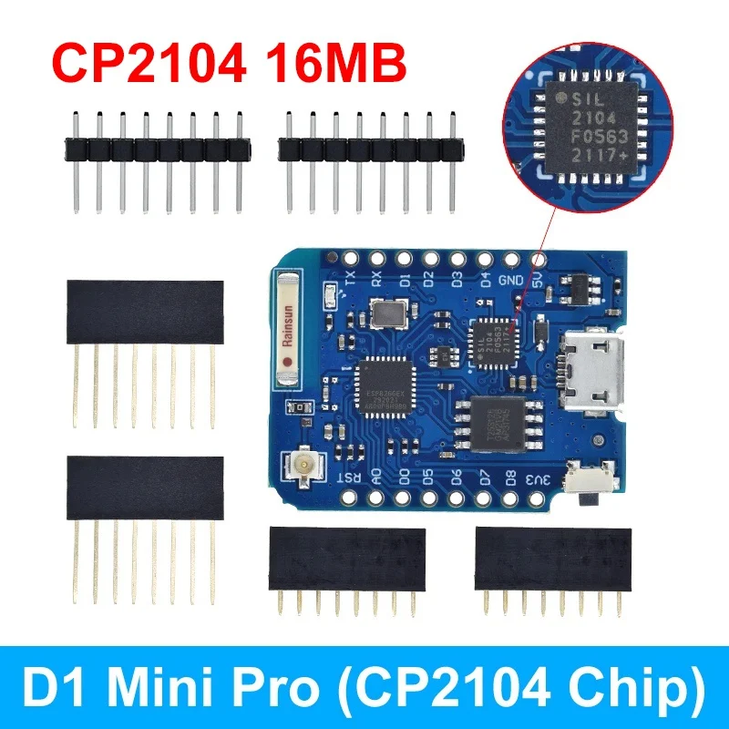 WeMos D1 Mini Pro V3.0 NodeMcu 4 MB/16 MB Bytes Lua WIFI+Internet of Things Entwicklungsboard basierend auf ESP8266 CH340G Nodemcu V2 – Detail 7